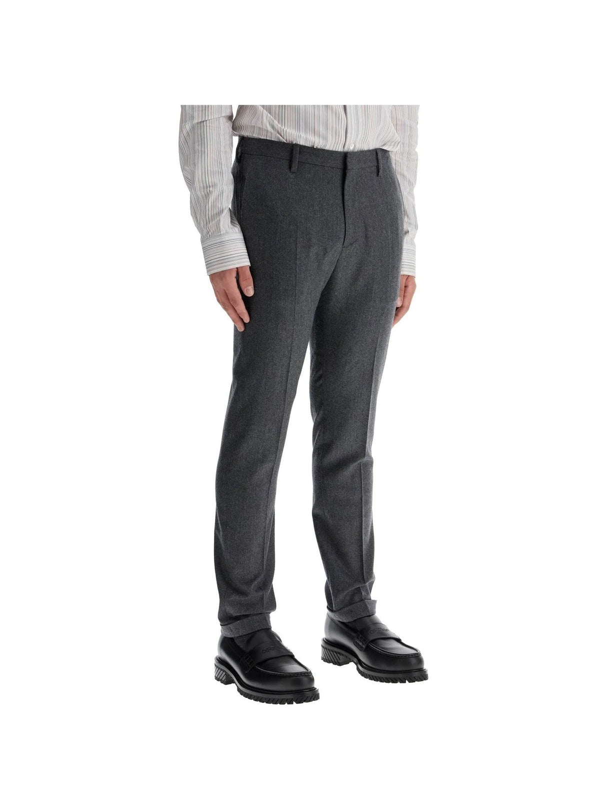 Slim Fit Flannel Trousers In Eight