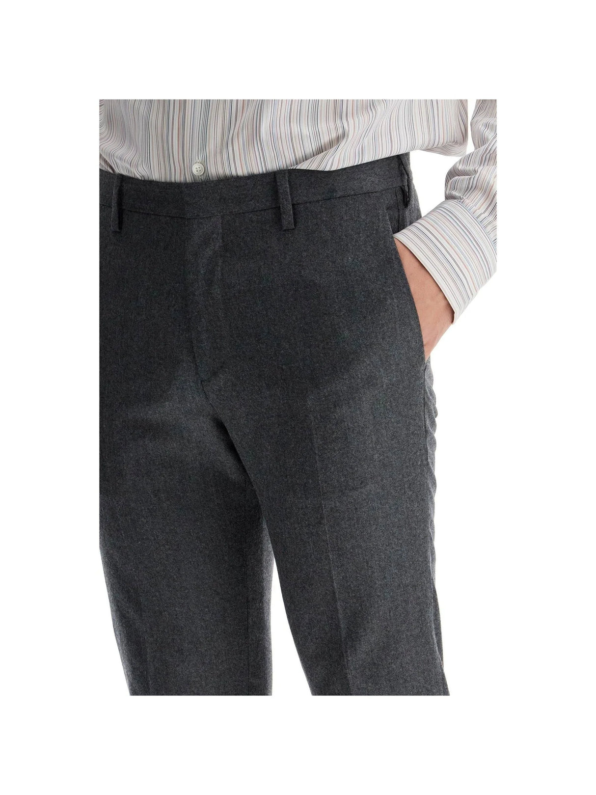 Slim Fit Flannel Trousers In Eight