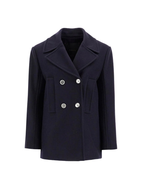 Double-Breasted Wool Caban Coat-PINKO-JOHN JULIA