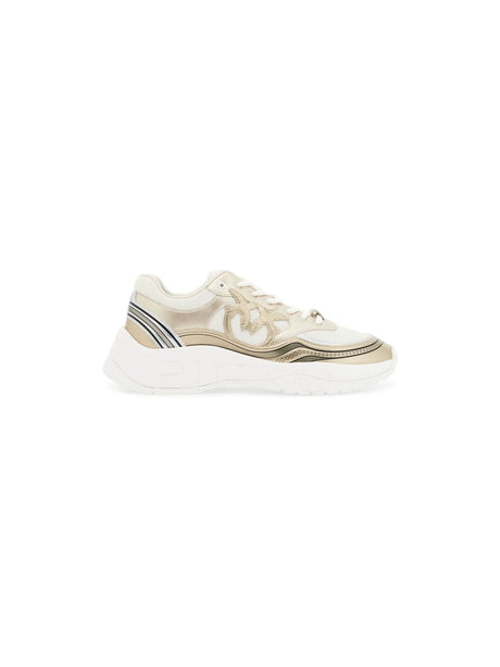 Mesh And Metallic Faux Leather Sneakers In