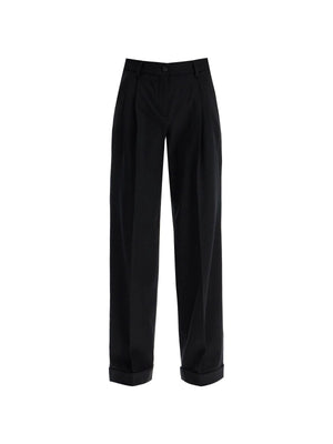 PINKO-Twill Wide Leg Trousers In Pal -JOHN JULIA.