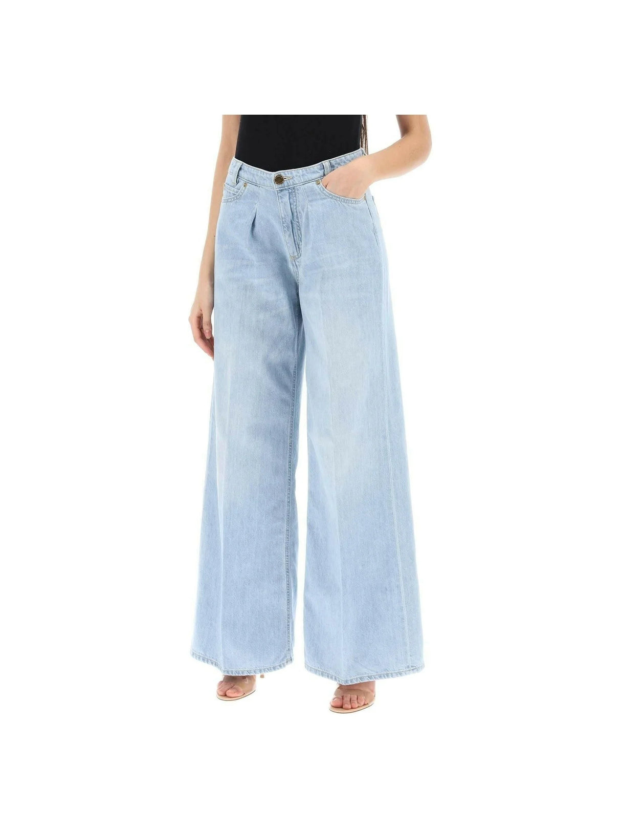 PINKO-Wide-Leg Vintage-Washed Cotton Jeans-JOHN JULIA