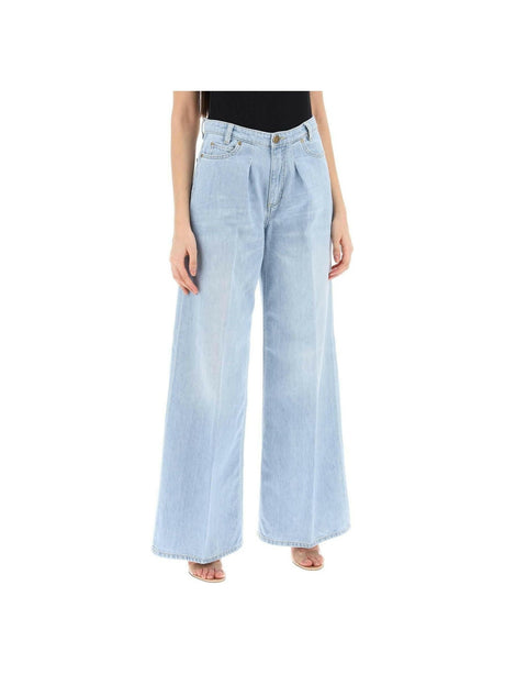 PINKO-Wide-Leg Vintage-Washed Cotton Jeans-JOHN JULIA