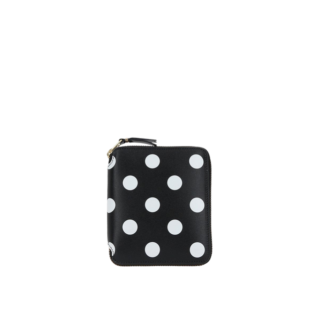 Polka Dot Print Smooth Leather Zip-Around Wallet-COMME des GARCONS WALLET-JOHN JULIA