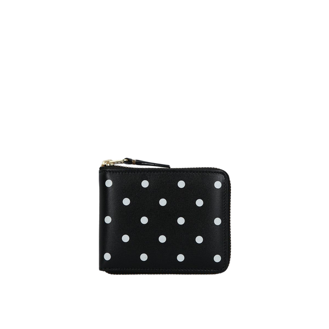 Polka Dots Printed Smooth Leather Zip-Around Wallet-COMME des GARCONS WALLET-JOHN JULIA