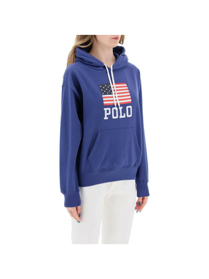 Charter Blue American Flag Cotton Hoodie.