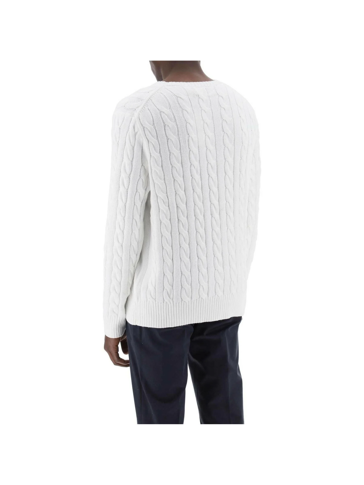 White Cotton Cable Knit Sweater POLO RALPH LAUREN JOHN JULIA.