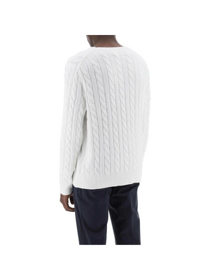 White Cotton Cable Knit Sweater POLO RALPH LAUREN JOHN JULIA.