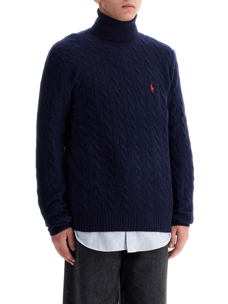 High-neck Wool And Cashmere Cable-knit Pullover Sweater