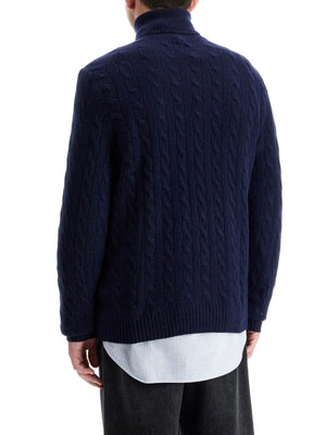 High-neck Wool And Cashmere Cable-knit Pullover Sweater