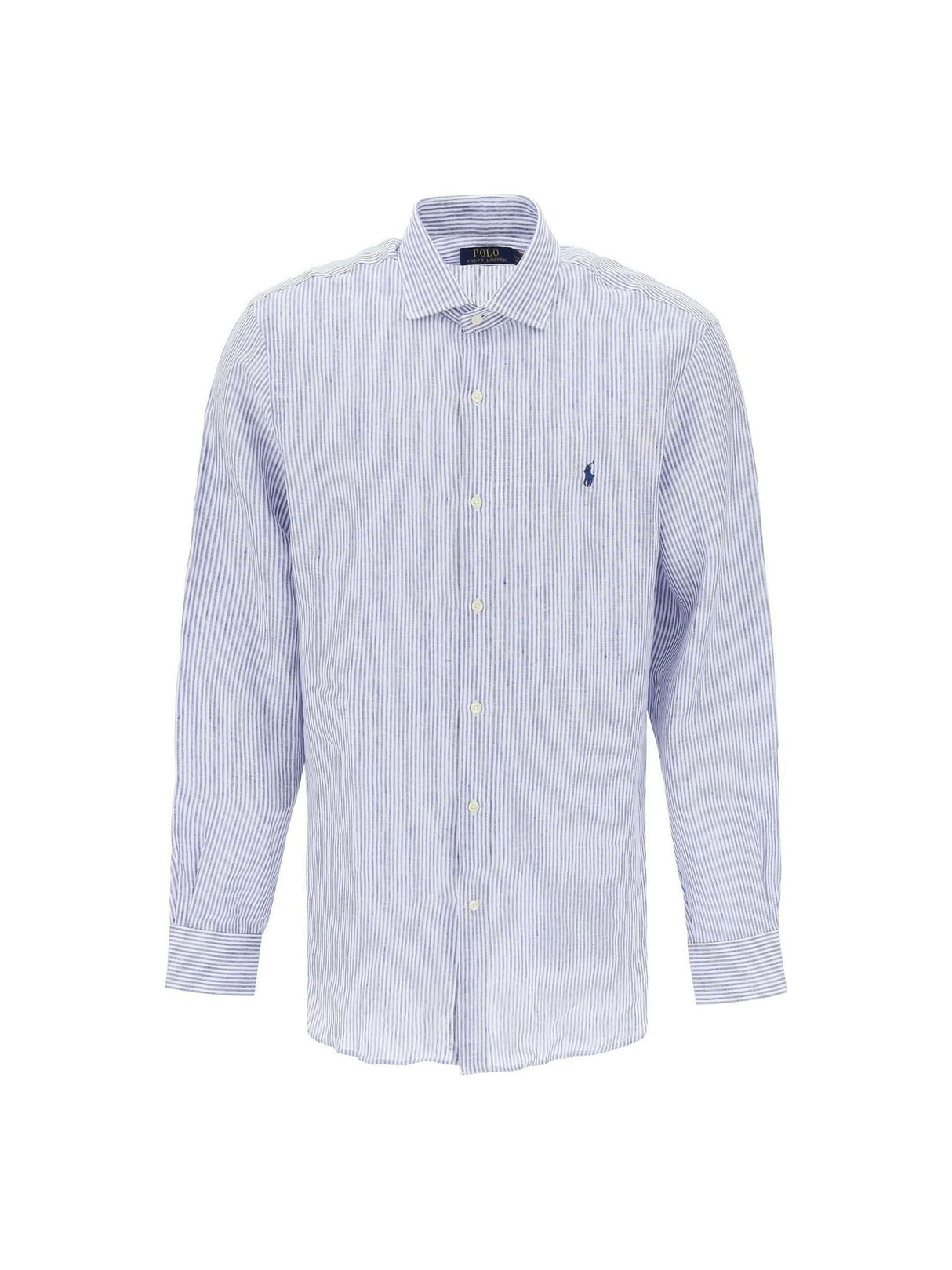 Royal White and Blue Striped Slim-Fit Linen Shirt POLO RALPH LAUREN JOHN JULIA.