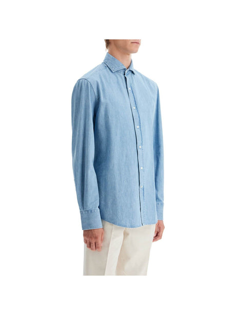 BRUNELLO CUCINELLI-Lightweight Slim Fit Denim Shirt -JOHN JULIA.