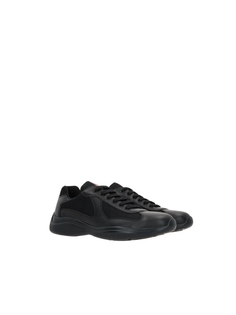 PRADA-Americas Cup Smooth Leather Mesh Sneakers-JOHN JULIA