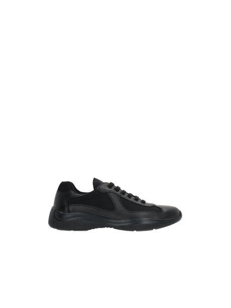 PRADA-Americas Cup Smooth Leather Mesh Sneakers-JOHN JULIA