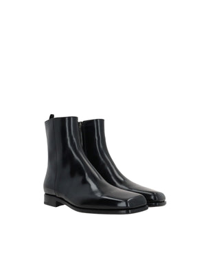 Brushed Leather Ankle Boots-PRADA-JOHN JULIA