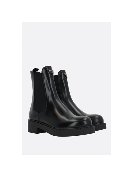 PRADA-Brushed Leather Chelsea Boots-JOHN JULIA