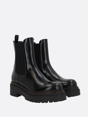 Brushed Leather Chelsea Boots-PRADA-JOHN JULIA