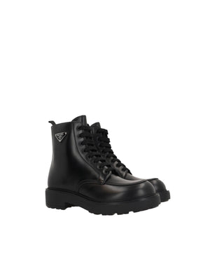 Brushed Leather Combat Boots-PRADA-JOHN JULIA