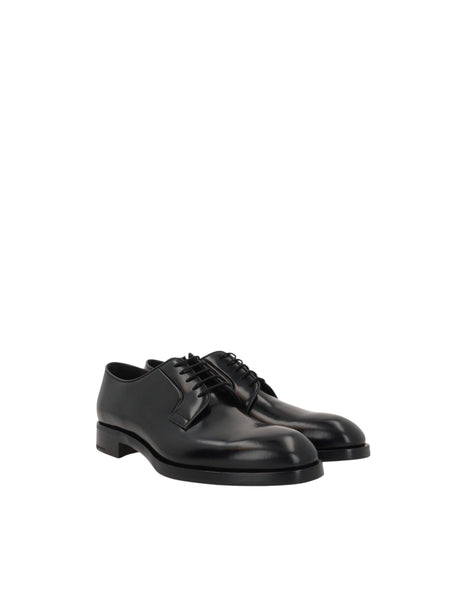 PRADA-Brushed Leather Derby Shoes-JOHN JULIA