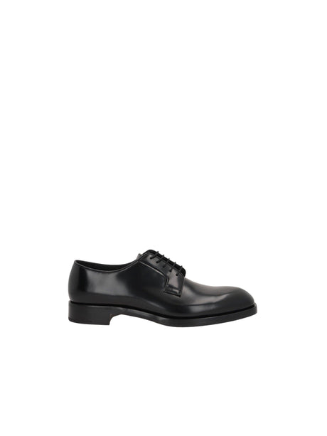 PRADA-Brushed Leather Derby Shoes-JOHN JULIA