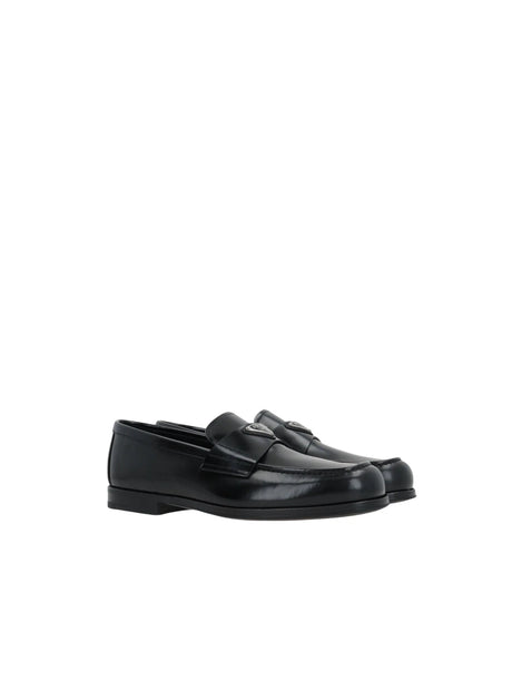 Brushed Leather Loafers-PRADA-JOHN JULIA