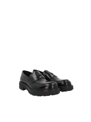 PRADA-Brushed Leather Loafers-JOHN JULIA