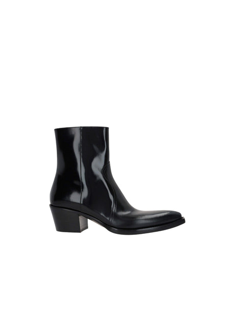 Brushed Leather Western Boots-PRADA-JOHN JULIA