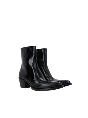 Brushed Leather Western Boots-PRADA-JOHN JULIA