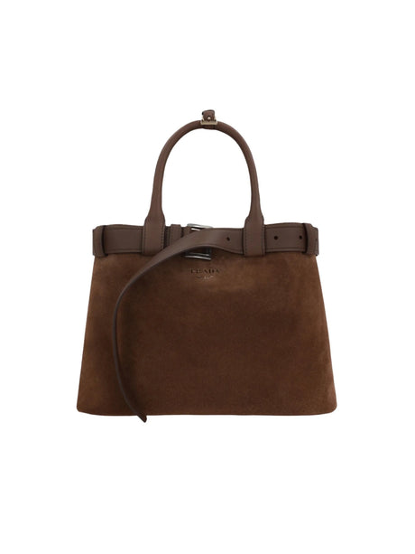 Buckle Large Suede Handbag-PRADA-JOHN JULIA