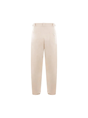 Chevron Cotton Loose-fit Pants-PRADA-JOHN JULIA