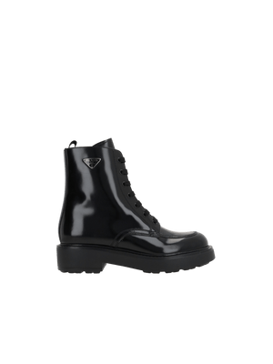 Diapason Brushed Leather Combat Boots-PRADA-JOHN JULIA