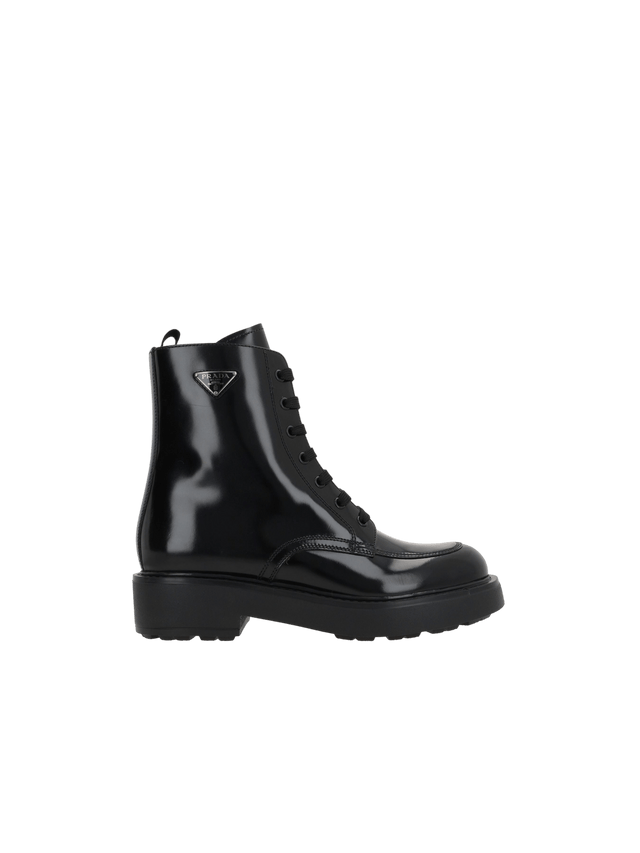 Diapason Brushed Leather Combat Boots-PRADA-JOHN JULIA