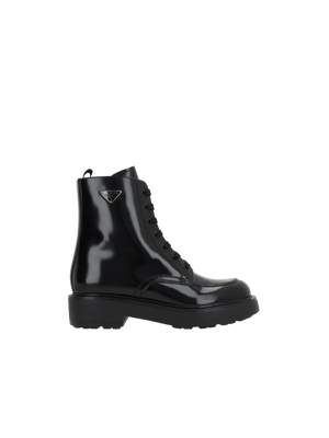 Diapason Brushed Leather Combat Boots-PRADA-JOHN JULIA