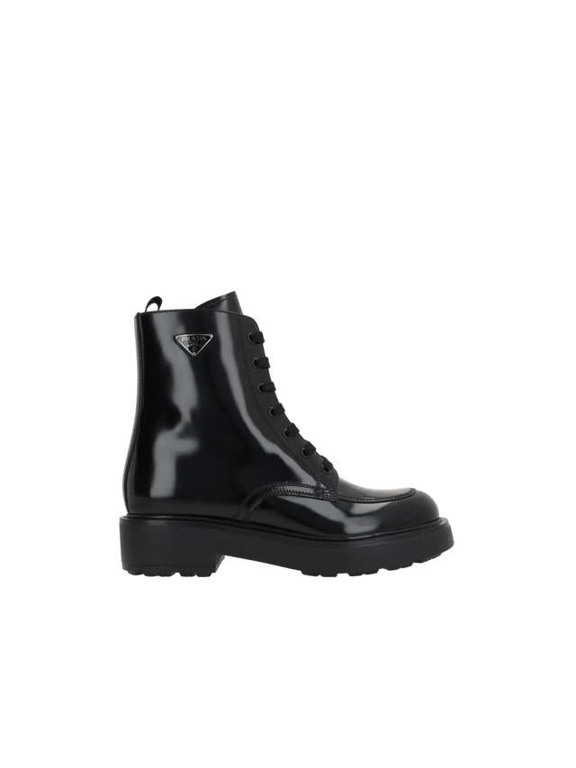 Diapason Brushed Leather Combat Boots-PRADA-JOHN JULIA