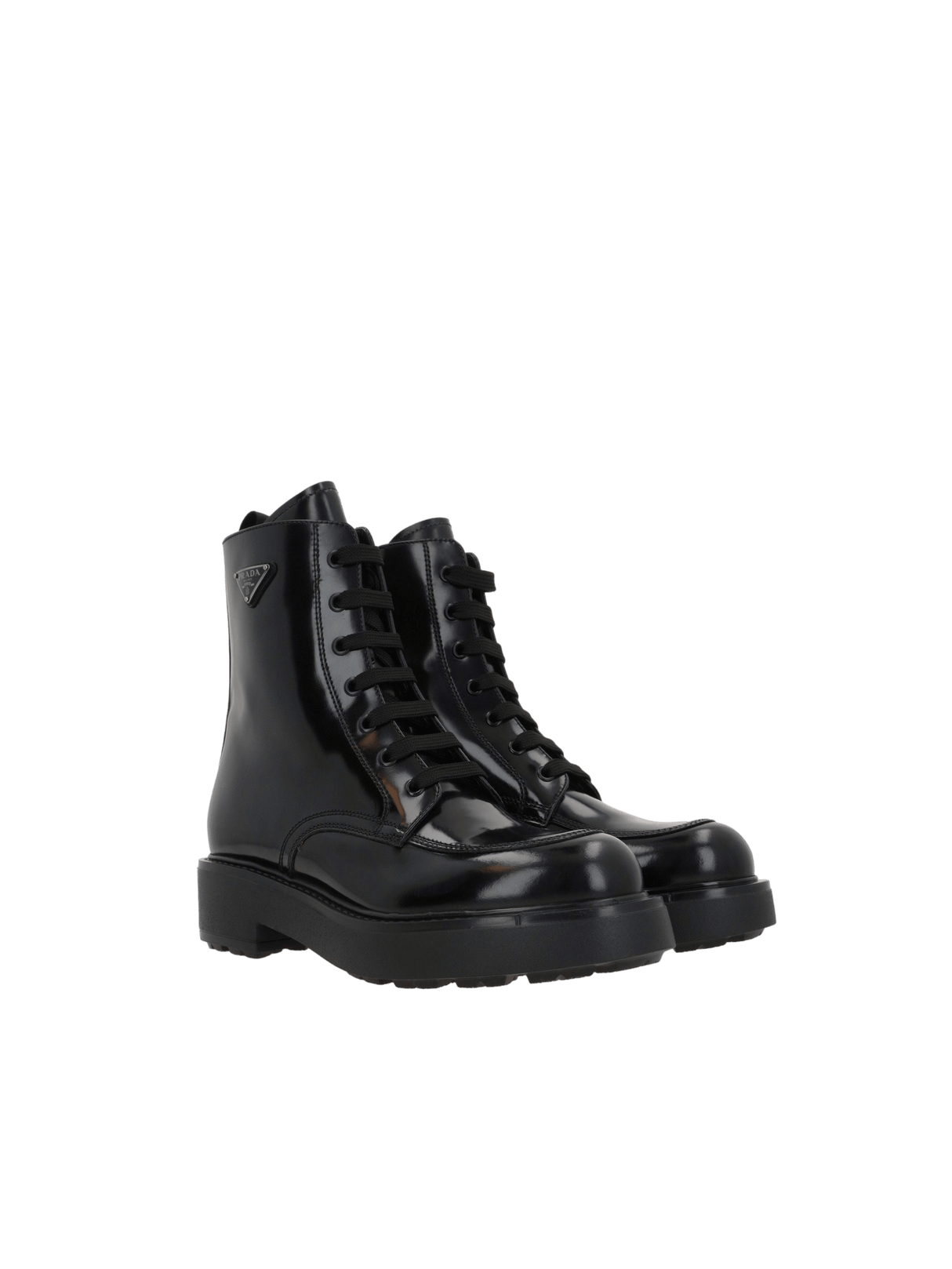 Diapason Brushed Leather Combat Boots-PRADA-JOHN JULIA