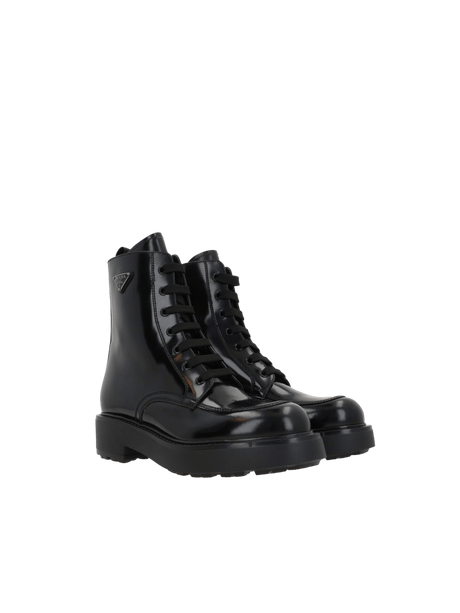 Diapason Brushed Leather Combat Boots-PRADA-JOHN JULIA