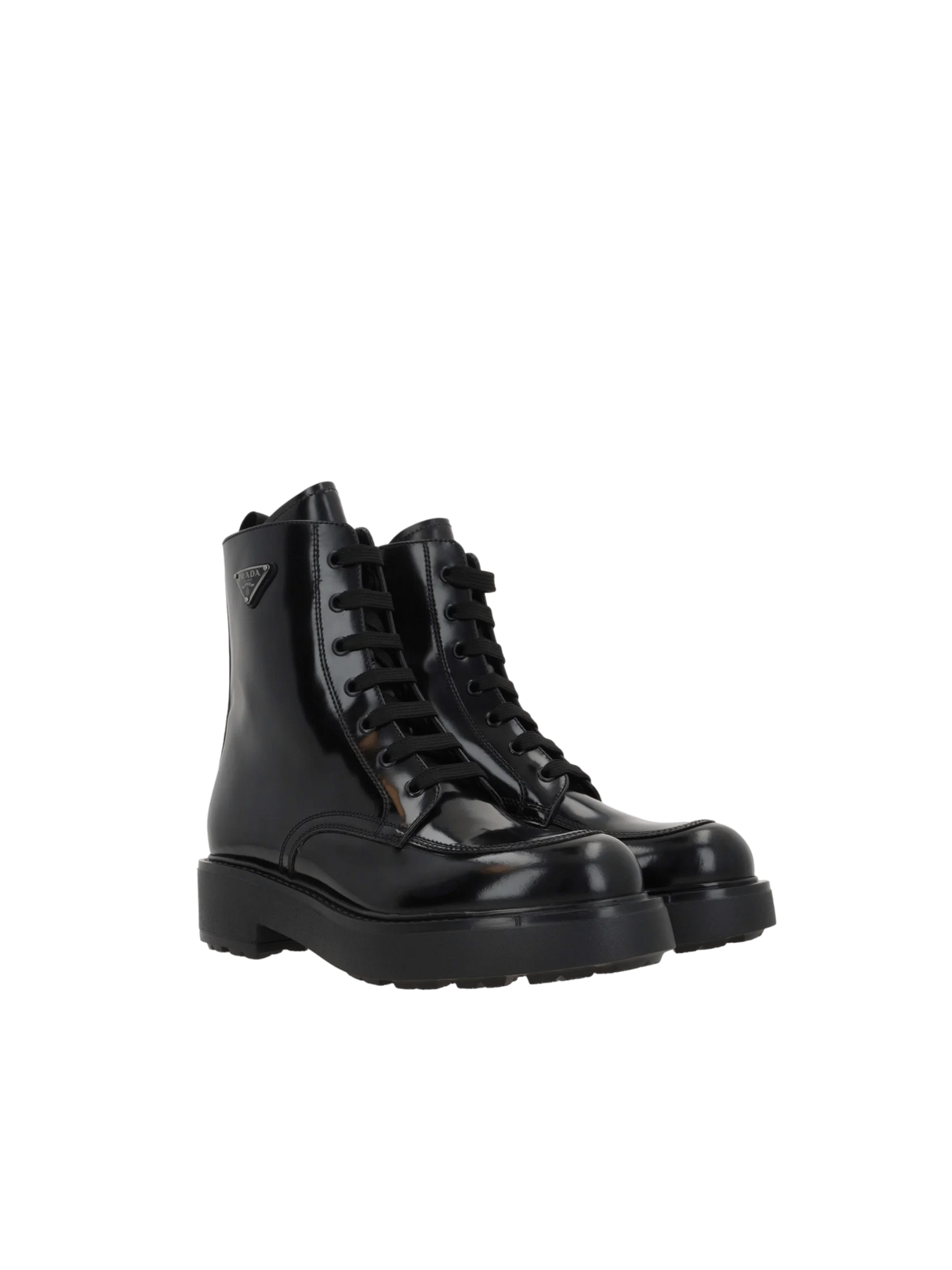 Diapason Brushed Leather Combat Boots-PRADA-JOHN JULIA