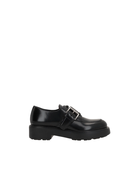 Diapason Brushed Leather Derby Shoes-PRADA-JOHN JULIA