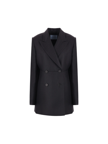 Double-breasted Chevron Wool Jacket-PRADA-JOHN JULIA