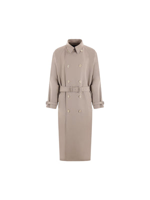 Double-breasted Gabardine Trench Coat-PRADA-JOHN JULIA