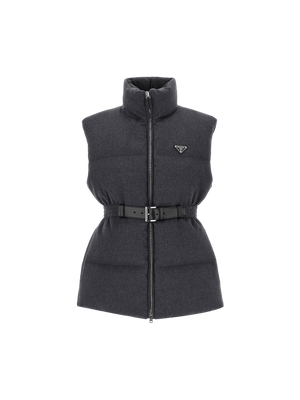 PRADA-Flannel Sleeveless Down Jacket-JOHN JULIA