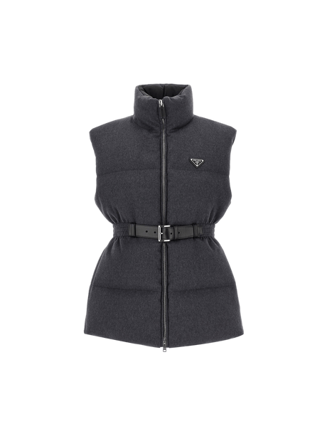 PRADA-Flannel Sleeveless Down Jacket-JOHN JULIA