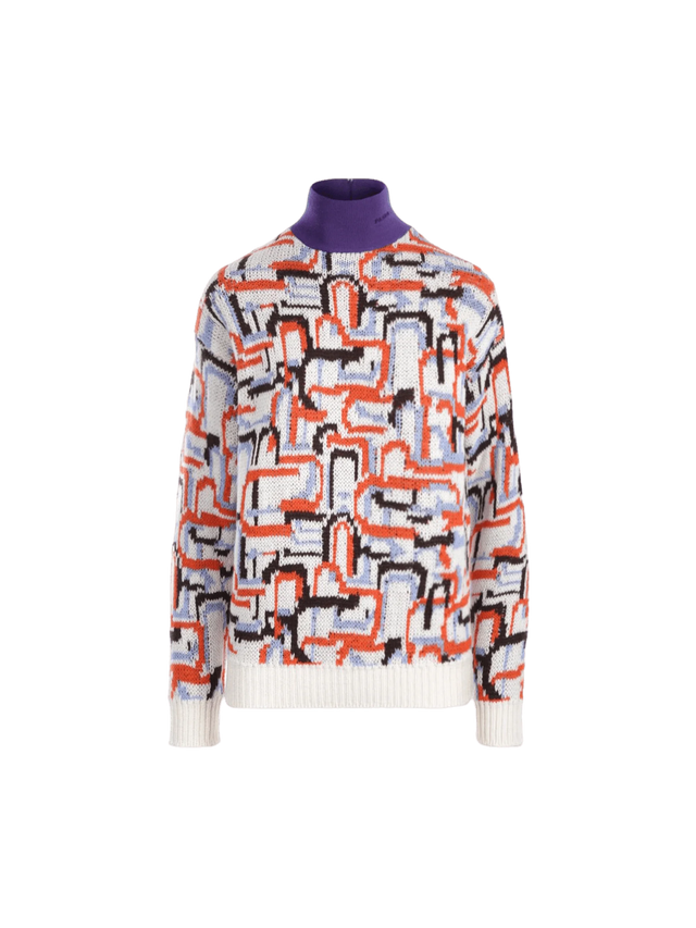 Geometric-motif Wool Cashmere Knit Sweater-PRADA-JOHN JULIA