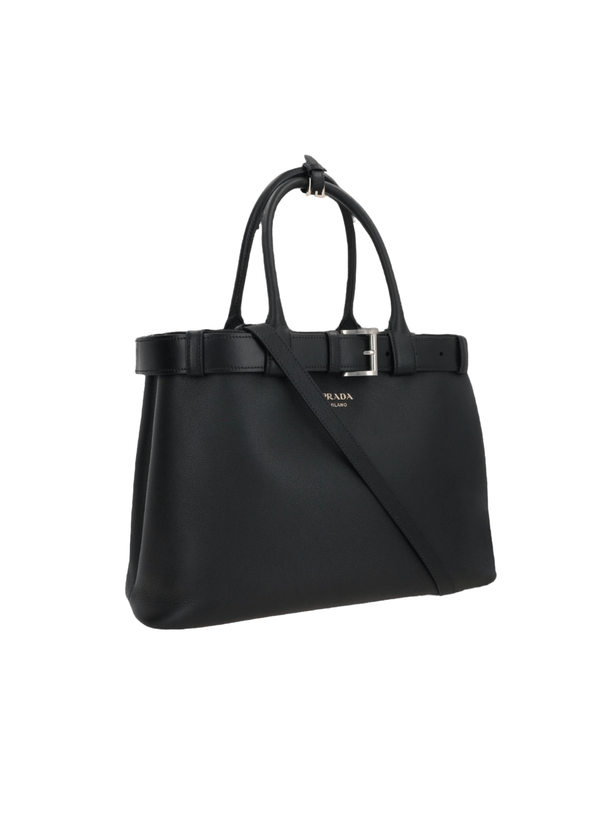 Grainy Leather Buckle Large Handbag-PRADA-JOHN JULIA