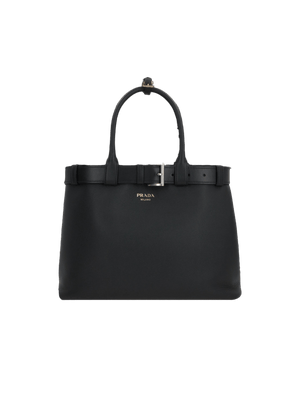 Grainy Leather Buckle Large Handbag-PRADA-JOHN JULIA