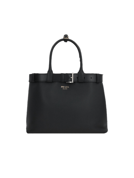 Grainy Leather Buckle Large Handbag-PRADA-JOHN JULIA