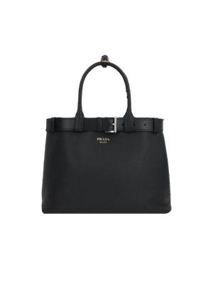 Grainy Leather Buckle Large Handbag-PRADA-JOHN JULIA