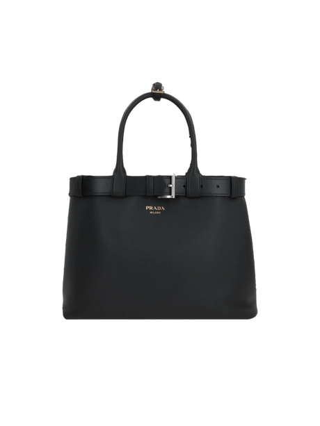 Grainy Leather Buckle Large Handbag-PRADA-JOHN JULIA