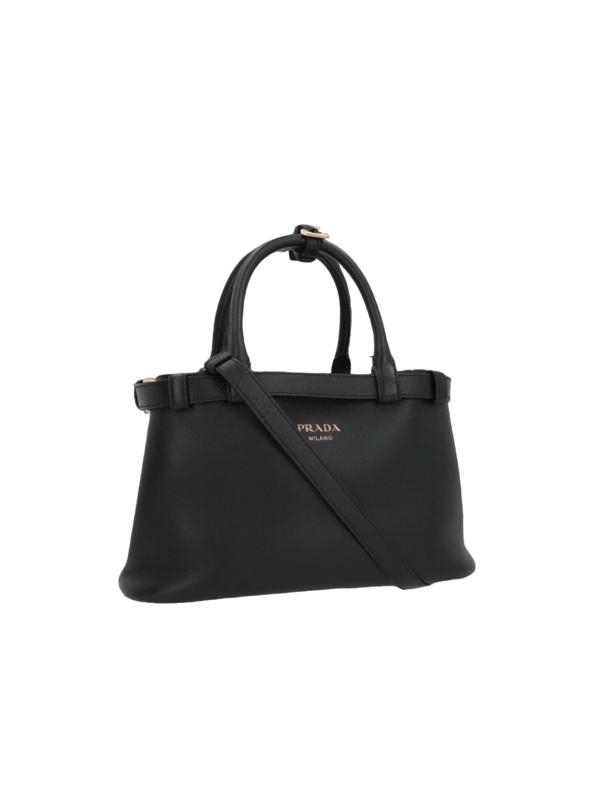 Grainy Leather Buckle Small Handbag-PRADA-JOHN JULIA