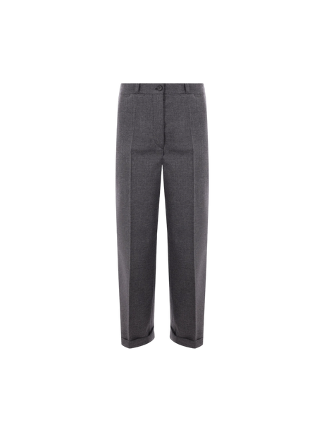 Grisaille Wool Cropped Trousers-Prada-JOHN JULIA